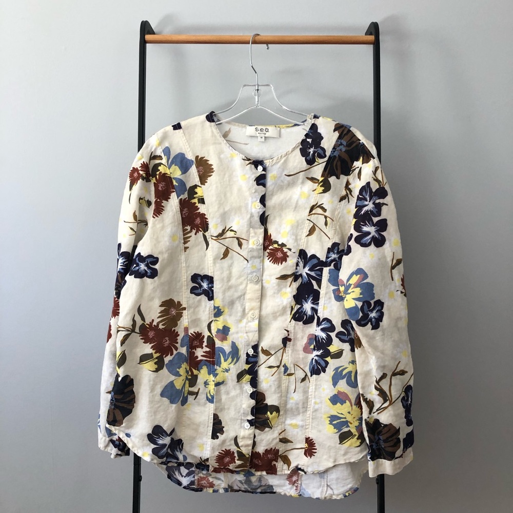 Sea NY Long Sleeve Floral Print Blouse